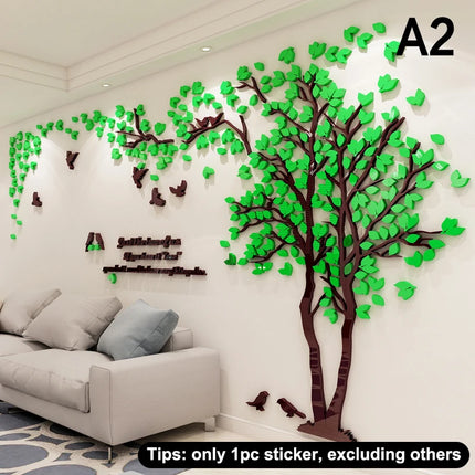 3D Acrylic Tree Wall Stickers Self Adhesive Home Background Decoration Bedroom Living Room Nursery Removable Peel And Stick Wall
