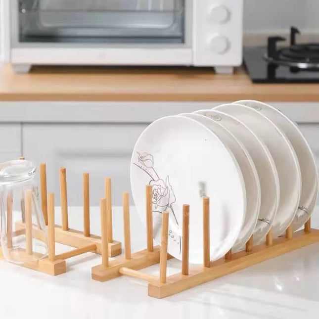 Multifunction Wooden Stand Rack Kitchen Dish Lid Drain Holder Organizer  Kitchen Sundries Rack Cups Shelf Table Book Display