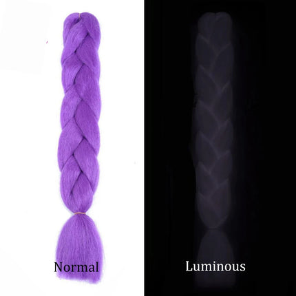24inch Synthetic Christmas Braiding Hair Colored Braids Extensions Glowing Braiding Hair Shining Fluorescent Light in Darkness