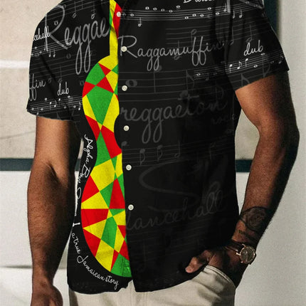 2023 Summer Vintage Men's Hawaiian Shirt Short Sleeve Stripe Printed Shirts For Men Single Button Beach Tee Shirt Men Clothing