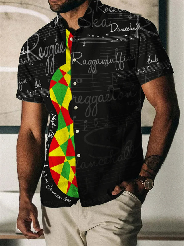 2023 Summer Vintage Men's Hawaiian Shirt Short Sleeve Stripe Printed Shirts For Men Single Button Beach Tee Shirt Men Clothing