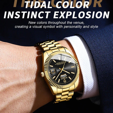 BINBOND B7012 Mens Fashion Business Sports Quartz Watch 30M Waterproof Luminous Classic Calendar Creative Clock Mens Wristwatch