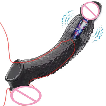 Penis Sleeve Extensions Condom Male Enlargement Delay Vibrators Clits Massager Cock Ring Vibrating Penis Cover Sex Toys For Men