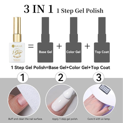 UR SUGAR 15ml Black White 1-step Gel Polish 3 IN 1 Gel Nail Polish Nail Art Soak Off LED UV Gel Nail Varnishes For Nail DIY Arts
