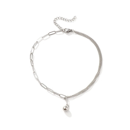1 Piece Stylish Double Layer Anklet 304 Stainless Steel Paperclip Link Chain With Pendant Anklet Jewelry for Women  26cm long