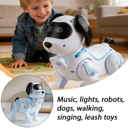 Bestselling Musical Dancing Robot Dog for Street Vending Wholesale Flashlight Walking Electronic Pet Toy, Built-in Melodies