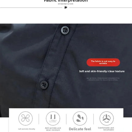 Black Long Sleeve Women's Shirt Professional Formal V-neck Workwear Slim Fit Cotton Work Uniform Button-up Casual Shirt