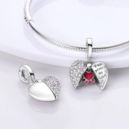 Charm 925 Sterling Silver Pink Pendant Charm Fit Original Charm Bracelet Necklace Beads DIY Jewerlry Accessories