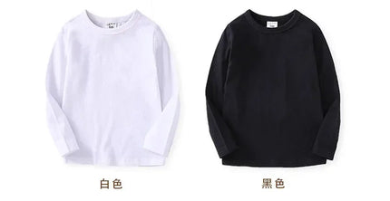 2025 Children T-shirt Boys Girls Tees Autumn Spring Cotton Long Sleeve White Shirt Kids Tops Baby Clothes