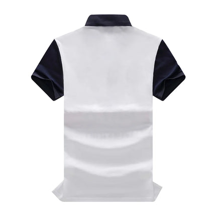 New polo shirt men's embroidery patchwork color contrast slim classic fashion original design polo collar pure cotton breathable