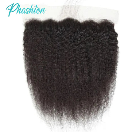 Phashion 13x6 13x4 Kinky Straight Lace Frontal Only Pre Plucked Transparent Yaki Real HD Lace 100% Remy Human Hair For Women
