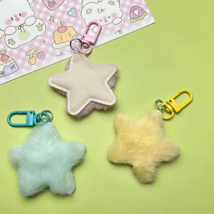 Fluffy Fur Multicolour Star Key Ring Pom Pom Starfish Plush Doll Stars Plush Keyring Soft Fluffy Stars Backpack Pendant