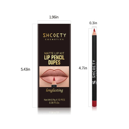 12 Piece Matte Lip Liner Set for Nude Makeup Waterproof and Sweat Proof Long Lasting Makeup Lip Liner and Lipstick in One