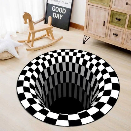 3D Vision Three-dimensional Round Home Floor Mat Trap Rug Washable Bedroom Decor Soft Carpet Anti-slip Carpets for Living Room
