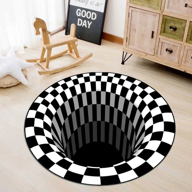 3D Vision Three-dimensional Round Home Floor Mat Trap Rug Washable Bedroom Decor Soft Carpet Anti-slip Carpets for Living Room