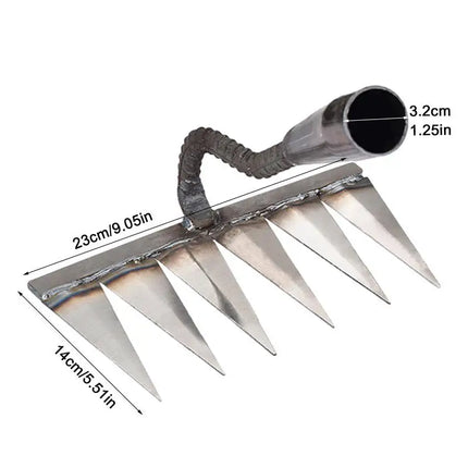 4/5/6/7 Teeth Carbon Steel Garden Hand Rake Farm Tool Weeding Scarifier Agricultural Nail Harrow Metal Harrow Garden WeedingTool