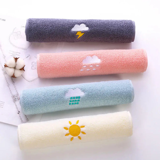 3Pcs Embroidered Pure Cotton Towels Soft Hypoallergenic Face Washing Towel for Bath Makeup Removal Saliva