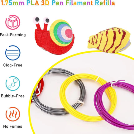 12 Colors 3D Pen PLA Filament Refills 1.75mm 3D Pen Filament Each Color 3M 3D Printing Material PLA Total 36M