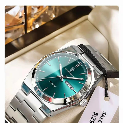 POEDAGAR Luxury Quartz Man Wristwatch Sport Men Watches Waterproof Luminous Date Week Stainless Steel Men's Watch Male Reloj
