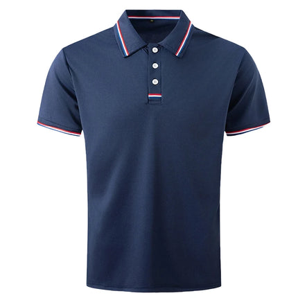 Men's Quick-Drying Solid Color Polo Shirt Summer Elastic Collared Short-Sleeved Sports T-Shirt for Active Wear