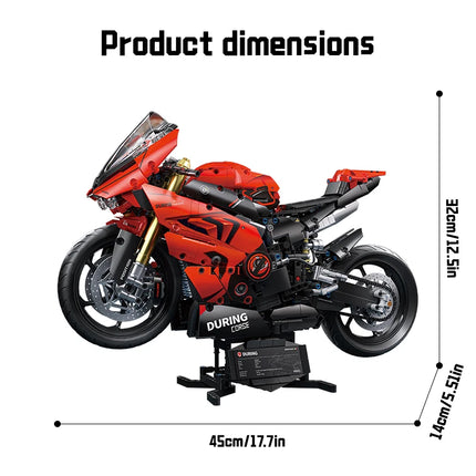 KAVOWORLD 1:5 Red Sport Motorcycle Building Blocks Set 2024pcs Technic Racing Super Motorbike Model Kids DIY Toys Gifts For Boys