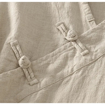 Loose Fit Long Sleeve Shirt New Autumn 2025 Chinese Style Button Zen Study Robe Tea Ceremony Side Buttoned Cotton Linen Shirt
