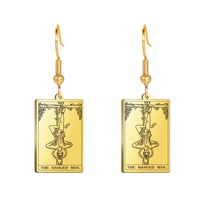 Classic Tarot Cards Stainless Steel Drop Earring for Women Sun Moon Star Lovers Divination Tarot Jewelry Birthday Gift