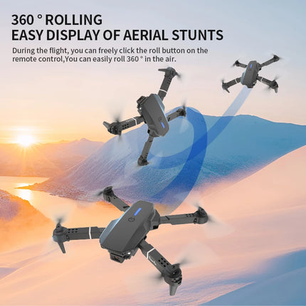 E88 Pro Foldable Drone Dual HD Camera Optical Flow Positioning 2.4G Signal 100M Remote Range One Key Takeoff Landing Return Outdoor Aerial Drone