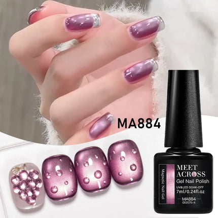Grape Purple Cat Magnetic Gel Nail Polish Jelly Glass Beads Effect Magnetic Semi Permanent Soak Off UV Gel Varnish Nail Supplies
