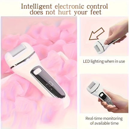 Painless Electric Callus Remover for Feet - Rechargeable Pedicure Wand with 2 Speeds & Roller, Professional Home Foot Care Tool