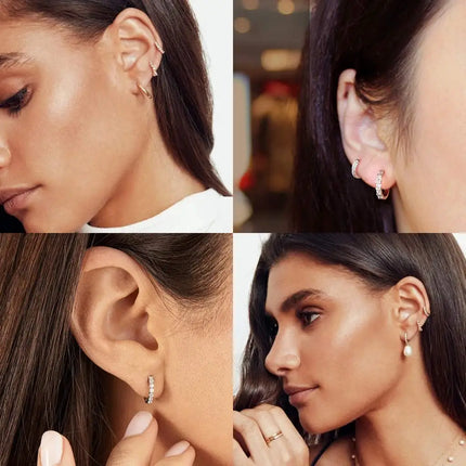 1Pair Huggie Hoop Earrings for Women Girl Zirconia Small Cubic Zirconia Cartilage Hoop Earrings Thin Tragus Ear Piercing Jewelry
