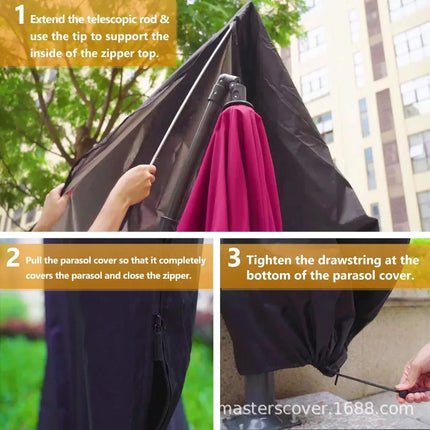 Outdoor Cantilever Umbrella Cover Waterproof Patio Parasol Cover Banana Straight Style All-Season Parasol Umbrella Protection