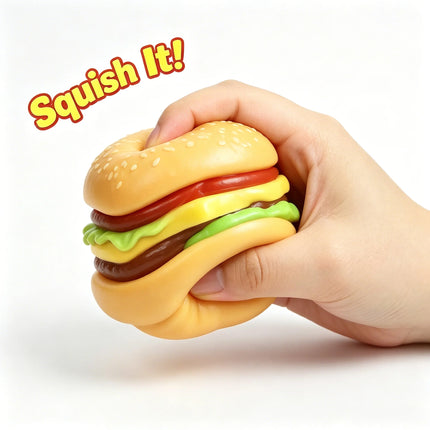 New Schylling NeeDoh Burger Cube Squishy Fidget Toy, Calms Mood & Provides Sensory Relief, Eases Anxiety, Non-toxic & Safe
