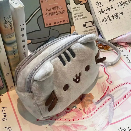 Kawaii Pusheen Pencil Case Cartoon Fat Cat Large Capacity Student Stationery Bag Cosmetic Pouch Travel Storage Bag Gifts