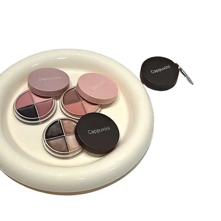 1Pc Eyes Makeup Set Cappuvini Matte Velvet Eyeshadow Palette 4 Colors with Eyeliner Highlighter And Contour Cute Beauty Cosmetic