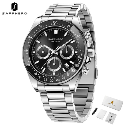 SAPPHERO Fashionable Men's Watch Date Display 5ATM Waterproof Watch Stainless Steel Watch Strap Men's Gift Watch For Men