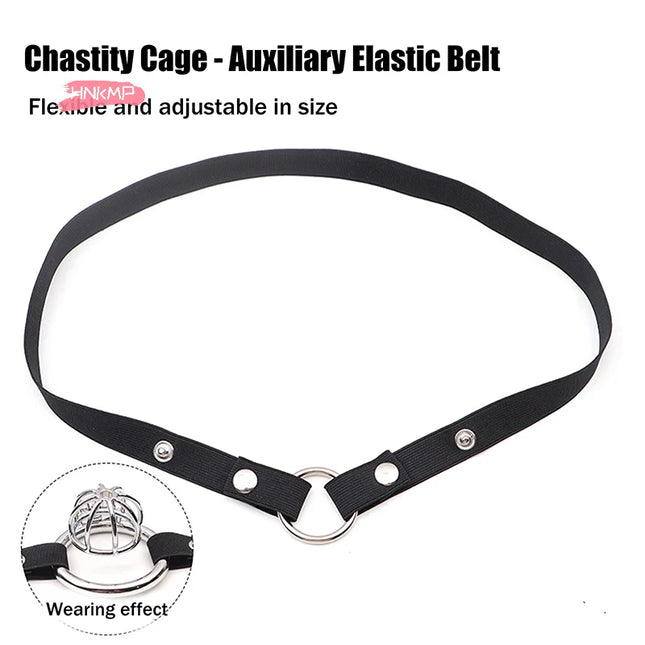 Adjustable Anti-Off Male Chastity Cage Device with Auxiliary Belt And Three-Way Widen Elastic Band Rope Sexy Underwear for Men