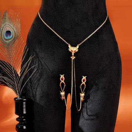 Metal Fox Female Nipple Clamps Sexy Necklace Accessories SM Training Couples Teasing Toy Labia Clamps Adult Sex Toys Fetish 18+