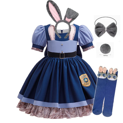 Disney Zootopia Judy Bunny Costume for Girls Dress Cosplay Carnival Party Clothes Disguise Cartoon Zoo Roleplay Fantasia Outfits