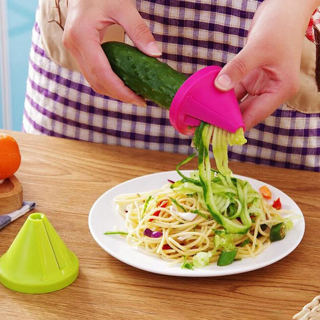 4-in-1 Rotary Vegetable Grater - Manual Slicer & Spiralizer for Potato, Carrot, Cucumber - Easy Clean Kitchen Tool (