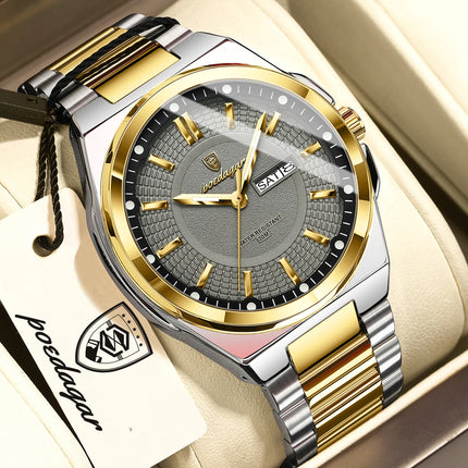 POEDAGAR Top Fashion Men Watches Stainless Steel Waterproof Luminous Classic Male Watch Date Week Men's Quartz Wristwatch Reloj