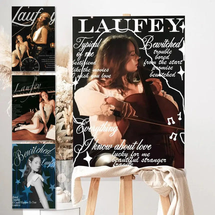 Singer Cute L-LaufeyS Modern Wall Art Poster Sticker For Living Room Bedroom Bar Home Decor Mural Painting Decoration