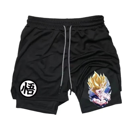 2026 Summer Anime Dragon Ball Son Goku Shorts Men Double Layer Sports Short Pants Digital Printing Sportswear Breathable Beach