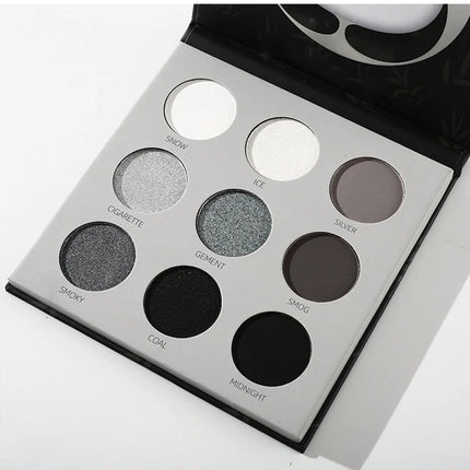 9 Color Eyeshadow Palette Panda Punk Metal Dark Grey Matte Smoky Eyes Makeup Palette Long Lasting Highly Pigmented Waterproof