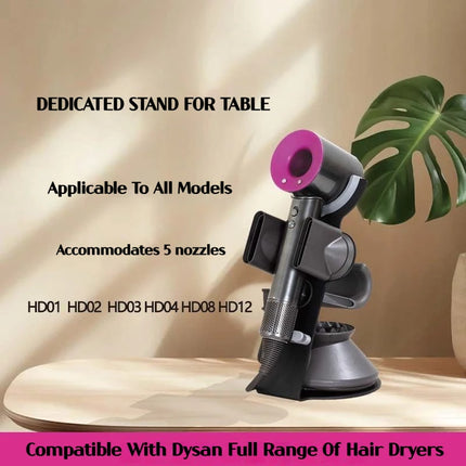 Hair Dryer Holder Stand - Upgraded Black Stand Stores 5 Attachments Attachments Counter Storage Rack for Dyson