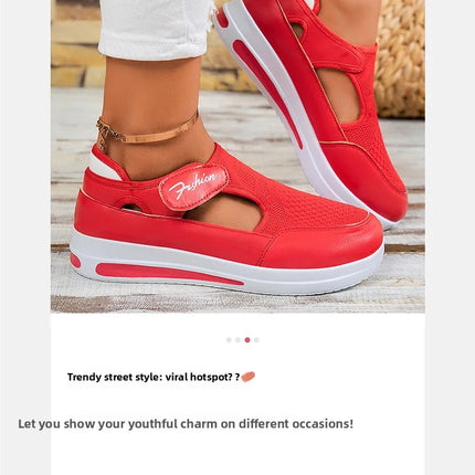 Designer Women Sneakers Wedge Tennis Shoes Red Blue Canvas Women Casual Shoes Ladies Platform Vulcanized Shoe Hollow Out Shoes