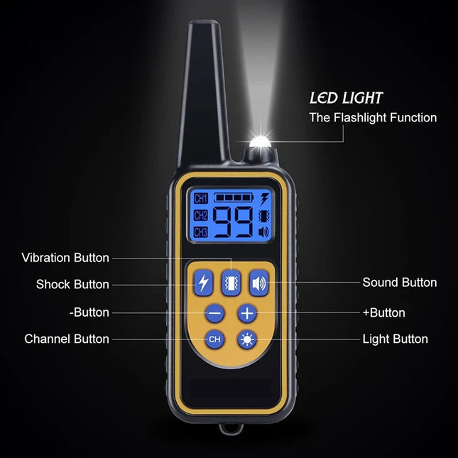 Electric Dog Training Collar 1000m Adjustable Pet Collar Remote Control Dog Device Anti Barking Device for 1/2/3 Dogs Trainer