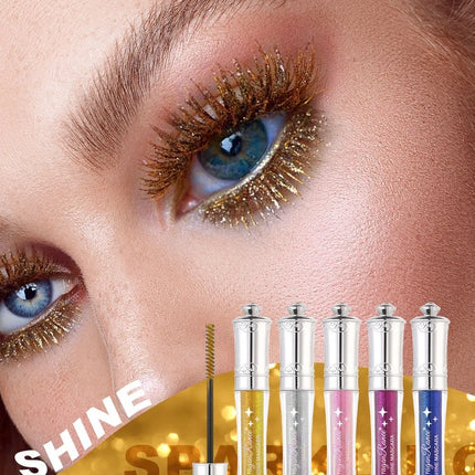 Black Sparkling Mascara Colorful Diamond Waterproof Smudge-Proof Curl Thick Eyelash Extension Glitter Mascara Big Eyes Makeup