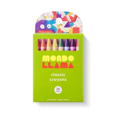 24ct Crayons Classic Colors - Mondo Llama: School Supplies for Kids, Low-Odor, Multicolor, Ages 3+