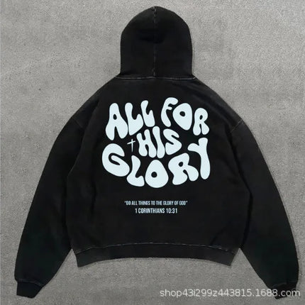 European and American Popular Skull Letter Printed Hoodie Harajuku Style Y2K Street Couple Outfit Spring and Autumn Hoodie